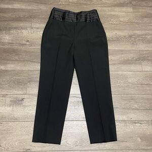 ZARA WOMAN TUXEDO TROUSERS CONTRASTING WAIST PANT HIGH WAIST BLACK Sz M NWT